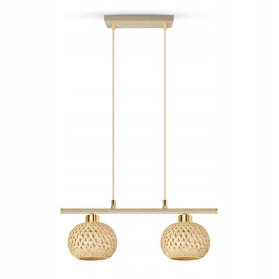 Produktbild von Luxolar LED pendelleuchte 2-flammig E27 Rattan Boho Beige/Grau - Verstellbar Hängelampe für Schlafzimmer, Küche über Esstisch Wohnzimmer