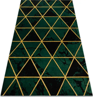 Produktbild von Exklusiv EMERALD Teppich 1020 glamour, stilvoll Marmor, Dreiecke Flaschengrün / gold Grün 120x170 cm