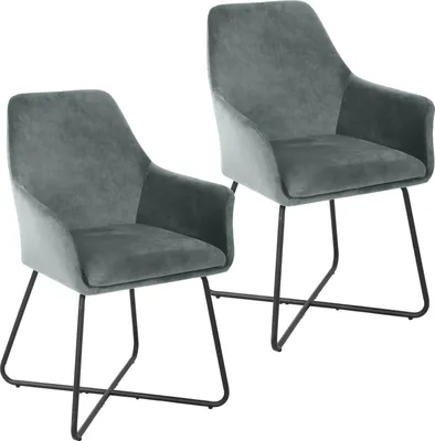 Produktbild von SVITA JOSIE Dining 2er Set Esszimmerstuhl Sessel Polsterstuhl Samt Grau