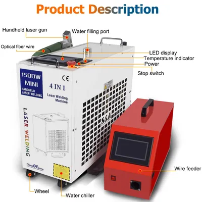 Produktbild von Faserlaser-Schweißgerät 2000 W - 4-in-1 - Schweißen - Reinigen - Schneiden - Nahtreinigung - Automatische Drahtzufuhr mit Handpistole