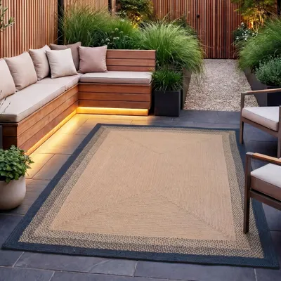 Produktbild von Volero - Outdoor Teppich - Florence Blau - 160x230 cm - Wohnzimmer, Esszimmer, Balkon, Garten, Terrasse - Boho, Modern