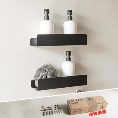 Produktbild von Schwebendes Duschregal - Rostfreies Aluminium - Set von 1 - 30x10 cm