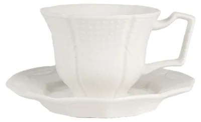 Produktbild von Clayre & Eef Tasse mit Untertasse 175 ml Weiß Keramik