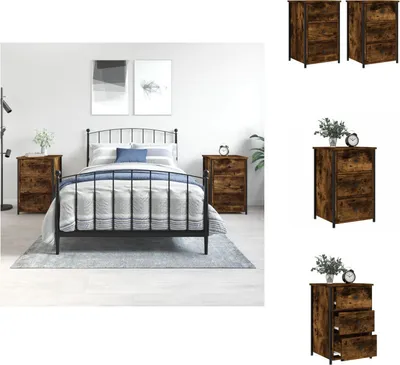 Obrázek produktu pro vidaXL Noční stolky 2 ks. Kouřový dub 40x36x60 cm materiál na bázi dřeva - Noční stolky