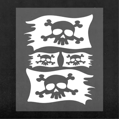 Produktbild von Sticker Aufkleber Piratenflagge Weiß 14 x 16 cm