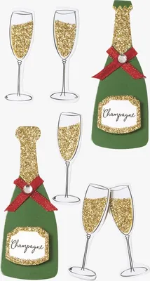 Produktbild von Sticker-Etikett Champagner 6 Stück bunt Packung mit 6 Stück