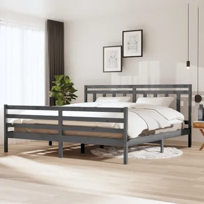 Produktbild von The Living Store Massivholzbett Grau 200x200 cm