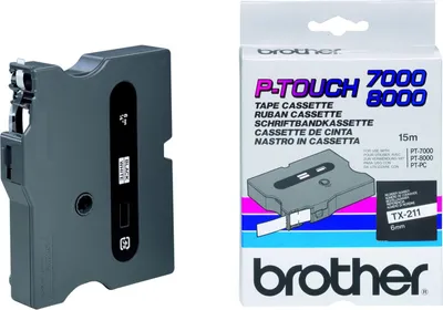 Produktbild von Brother TX-211, Schwarz auf weiss, TX, Schwarz, Grau, China, 5 Jahr(e), Brother