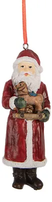 Produktbild von Clayre & Eef Weihnachtsanhänger Weihnachtsmann 11 cm Rot Kunststoff