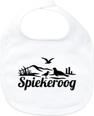 Produktbild von Huuraa Baby Lätzchen Spiekeroog Strandmotiv White Klettverschluss  Baumwolle Latz Geschenkidee