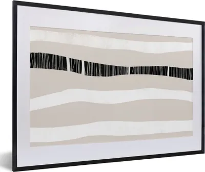 Produktbild von MuchoWow® Gerahmtes Poster Linie - Pastell - Minimalismus - Muster 60x40 cm - Poster mit Schwarzem Bilderrahmen Wandposter Rahmen Foto Bilder - Schlafzimmer - Plakat in Rahmen - Drucken
