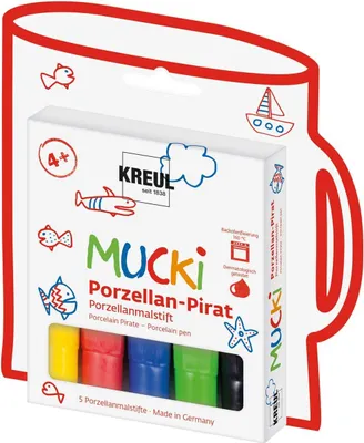 Produktbild von KREUL Porzellan-Pirat Porzellanmalstift "MUCKI" 5er-Set