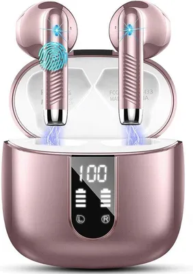 Zdjęcie produktu dla Wodoodporne słuchawki Bluetooth z 4 mikrofonami i regulacją głośności – wodoodporność IP7, dźwięk stereo Hi-Fi, 56 godzin pracy na baterii