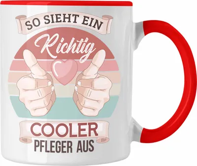 Produktbild von Trendation - Pfleger Tasse Geschenk Altenpfleger Geschenkidee Pflegekraft Krankenpfleger So Sieht Ein Cooler Pfleger  (Rot)