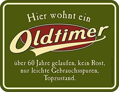 Produktbild von RAHMENLOS Original Blechschild zum 60. Geburtstag: Oldtimer, 60 Jahre gelaufen, Topzustand.