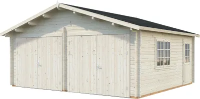 Produktbild von Palmako Garage Roger 28,4 m² - 44 mm - mit Holztoren naturbelassen