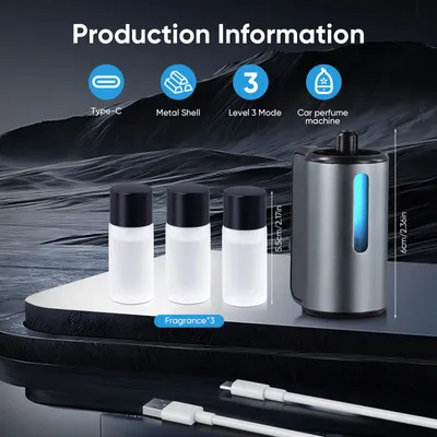 Obrázek produktu pro Osvěžovač vzduchu do auta s difuzérem, osvěžovač vzduchu do auta Smart se 3 vůněmi