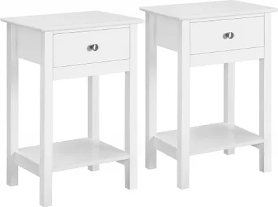 Produktbild von Yaheetech 2er Set Nachttisch Beistelltisch mit Ablage, Nordisch-Design, für Wohnzimmer/Schlafzimmer/Flur, Weiß