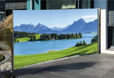 Produktbild von Seitenmarkise mit Fotodruck Berge