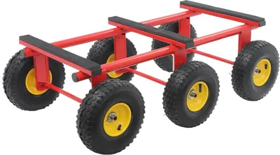 Image de Roulettes pour meubles adaptées à tous les terrains - Chariot de transport pour meubles lourds - Six roues - Capacité de charge : 544 kg - Pneus pneumatiques de 25,4 cm - Plateforme de 90 x 46 cm - Rouge