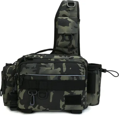 Image de Sac de pêche, sac à dos étanche pour le rangement et l'organisation des accessoires et équipements de pêche, Noir Camouflage
