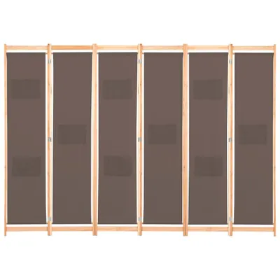 Produktbild von vidaXL 6-teiliger Raumteiler Braun 240 x 170 x 4 cm Stoff