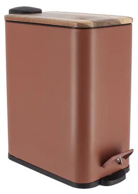 Produktbild von Schmaler Kosmetikeimer MONO mit Holzdeckel, 5 l