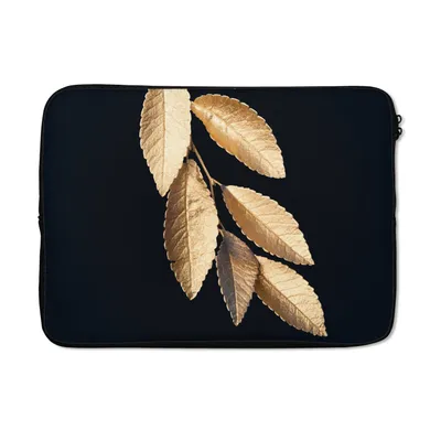 Produktbild von MuchoWow® Laptop Hülle 13 Zoll Blätter - Schwarz - Gold - Luxus - Pflanzen Laptoptasche - Laptophülle - Sleeve - Rundumschutz
