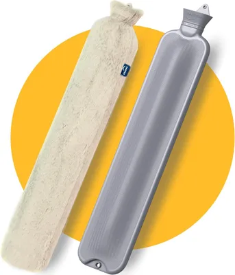 Productafbeelding van Warmwaterkruik met hoes - Extra lang - 3,5 liter XXL - Naadloos - Beige