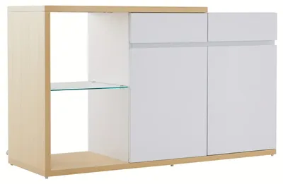 Image de Meuble de rangement - Buffet - Armoire de rangement - Commode - Meuble de salon - Blanc - Multifonctionnel - Largeur : 120 cm