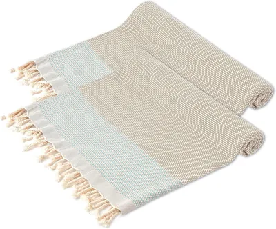 Produktbild von Hamamtuch 100x180 cm, 2 Stück, beige, 100% Baumwolle, für Strand