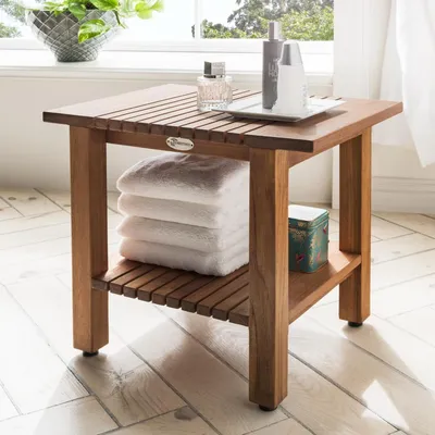 Produktbild von Destiny Beistelltisch SPA & LIVING geriffelt mit Ablagefach 45x32x44 cm Teak