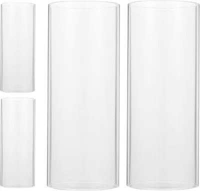 Productafbeelding van Glazen Windlichten - Kaarsenhouders Set - Sfeerverlichting Huis - Mondgeblazen Glas - 15 cm Hoog - Transparant