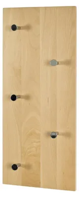 Wandgarderobe aus massivem Buchenholz, 5 Haken, 60x25x6 cm