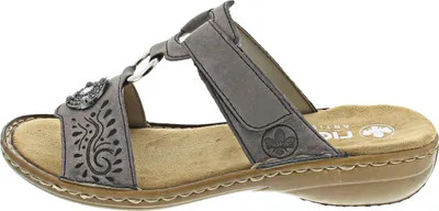 Produktbild von Rieker Damen Clog Pantolette Applikation zarte Details glänzender Ring 608K1, Größe:37 EU, Farbe:Grau