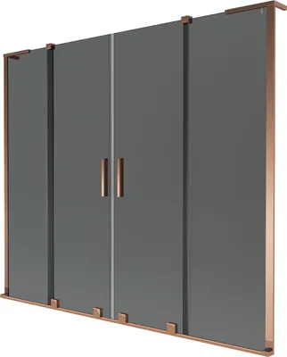 Produktbild von Mexen Velar L Duo Badewannenfaltwand 2-flügelig 200 x 150 cm, grafit, roségold - 896-200-003-42-60