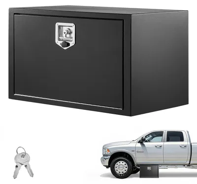 Produktbild von Lkw Unterbaubox 762 x 457 x 457 mm Unterflur Staukasten Kaltgewalzter Stahl Wasserdichter Werkzeugkasten mit T-Griff Schloss für Lkw Anhänger Transporter Werkzeugkiste Unterflurkasten Schwarz