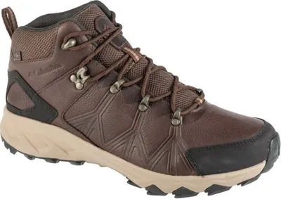 A single brown hiking boot is shown against a white background.