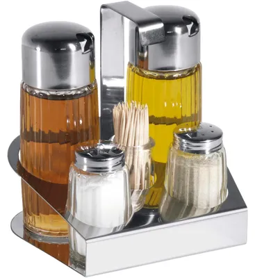 Produktbild von CONTACTO Menage Salz/Pfeffer, Essig/Öl, Zahnstocher, Länge: 140 mm