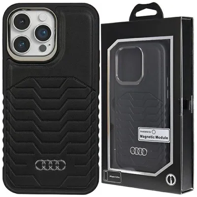 Produktbild von Audi Synthetic Leather MagSafe iPhone 15 Pro Max 6.7" schwarz hardcase AU-TPUPCMIP15PM-GT/D3-BK Schutzhülle