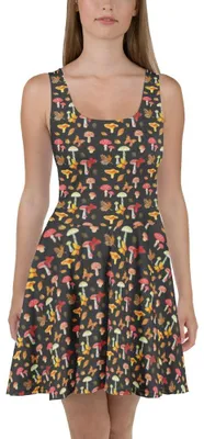 Produktbild von Mr. & Mrs. Panda Kleid Pilze Schmetterlinge XXL - Grau - Geschenk, Shirtkleid, Schmetterling Muster, Sommerkleid, Pilz, Nachtfalter, Minikleid, A-Linien-Kleid