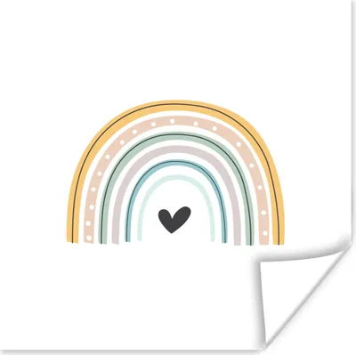 Produktbild von MuchoWow® Poster Regenbogen - Herz - Tupfen - Pastell - Kinder 75x75 cm - Wand Dekoration