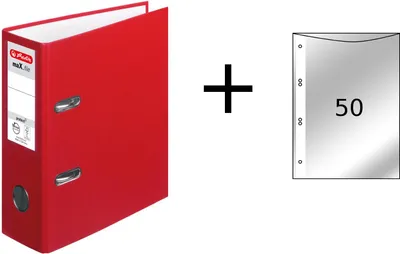 Produktbild von Herlitz Ordner + 50 Prospekthüllen / DIN A5 / 80mm breit / Farbe: rot