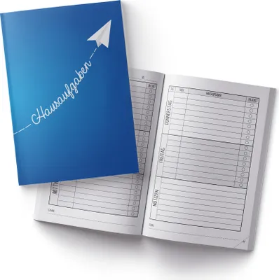 Produktbild von itenga Hausaufgabenheft Papierflieger Blau (Motiv 16) DIN A5, 96 Seiten