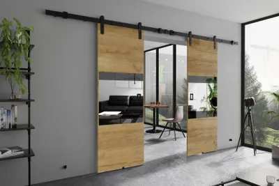 Produktbild von KIER FURNITURE MIA DUO – Schiebetür Komplettset – 132x205x1,6 cm - Eiche Craft