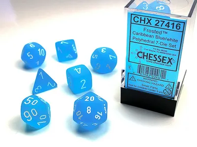Produktbild von Chessex - Frosted - 7-Die Set - Caribbean Blue/White