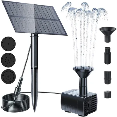 Produktbild von Solar Springbrunnen 7 Effekte 150L/h Solarpanel 1,5W Garten Wasserspiel Gartenbrunnen Wasserpumpe Teichpumpe Solarbrunnen