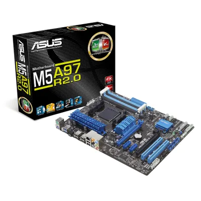 Produktbild von Asus M5A97 R2.0 Mainboard Sockel AM3+ (ATX, AMD 970/SB950, 4x DDR3 Speicher, 6x SATA III, 4x USB 3.0)