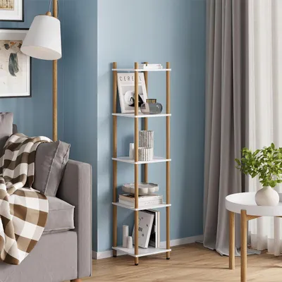 Obrázok produktu pre Rohová polica Vicco Bivio Biela/borová 30 x 133 cm 5 políc, Model 57478