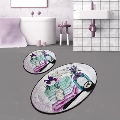 Produktbild von Bosdela Ovales 2-Teiliges Badezimmerteppich-Set, WC-Vorleger-SetLavender